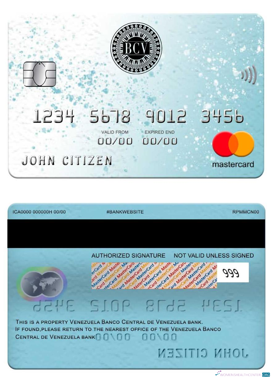 Download Venezuela Banco Central de Venezuela bank mastercard Photoshop template